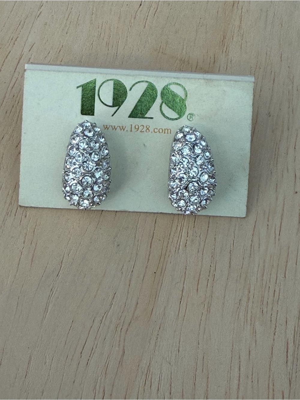 1928 Silver Crystal Pave Teardrop Earrings